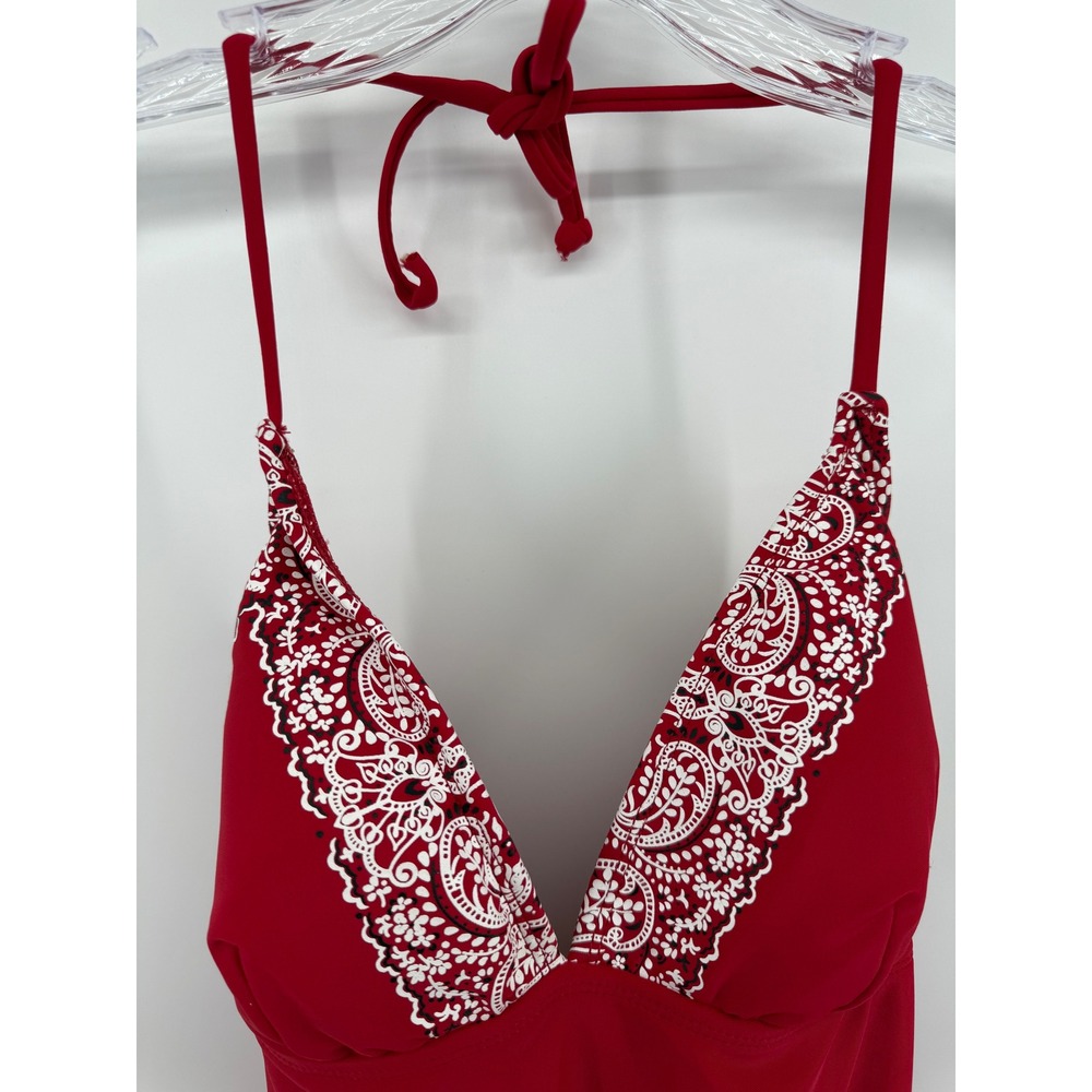 Isaac Mizrahi for Target Red Paisley Halter One Piece‎ Swimsuit Womens Small